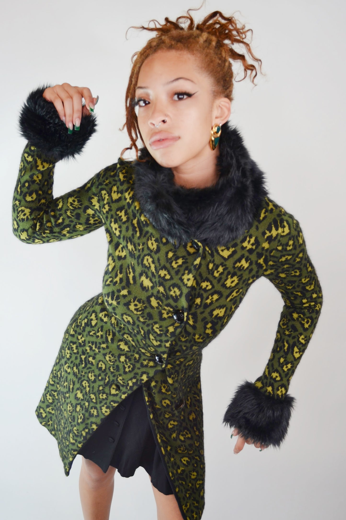 Y2K Betsey Johnson Leopard Knit Jacket Selected By Old Moon Vintage