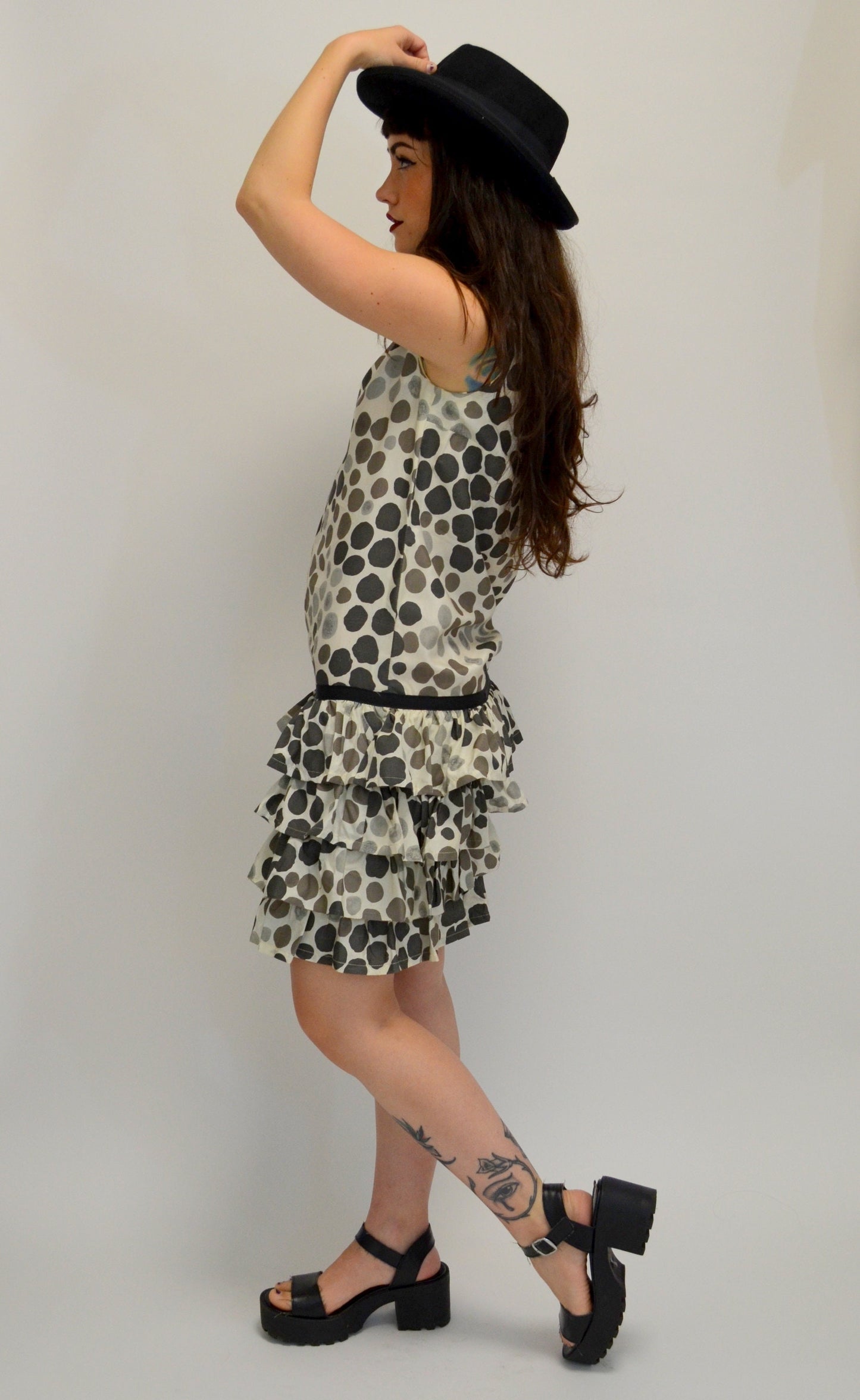 1960s Polka Dot Dress Vintage Shift Mod Mini 60s Ruffle Dress