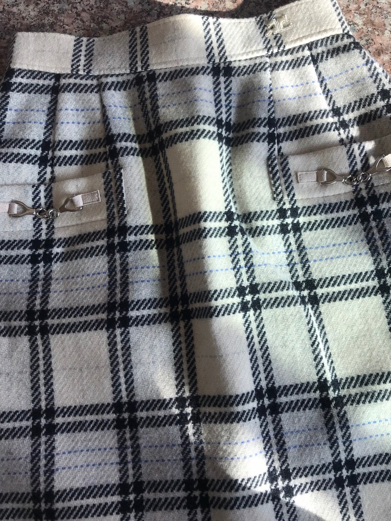 XS 1990s COURREGES Mini Skirt Vintage HIgh Waisted Plaid CLUELESS Fitted Skier 90s Schoolgirl Skirt | 24" Waist