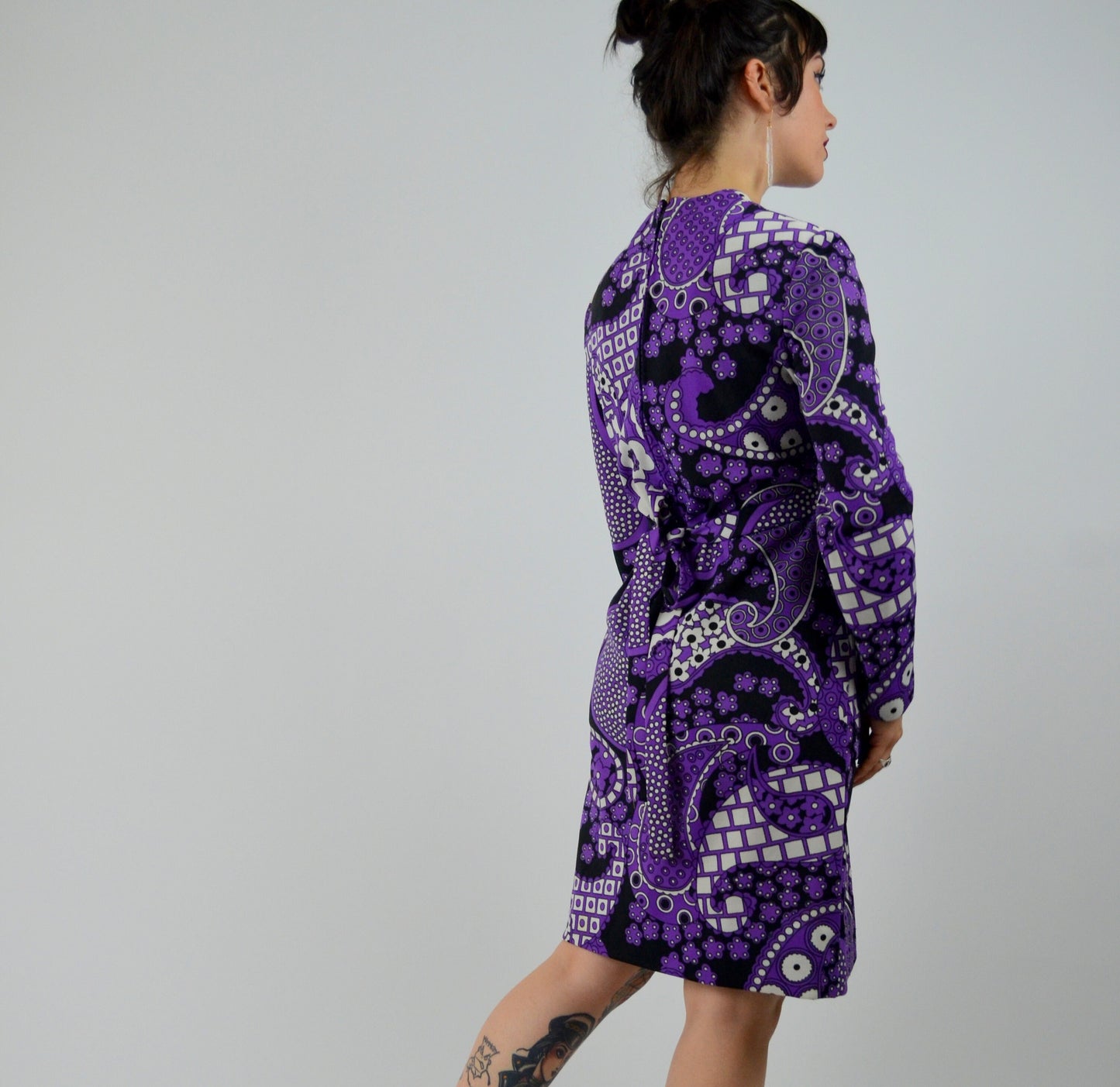 1960s GEOFFREY BEENE Mod Dress and Jacket Set Vintage 60s Double Breasted Purple Floral Collectible