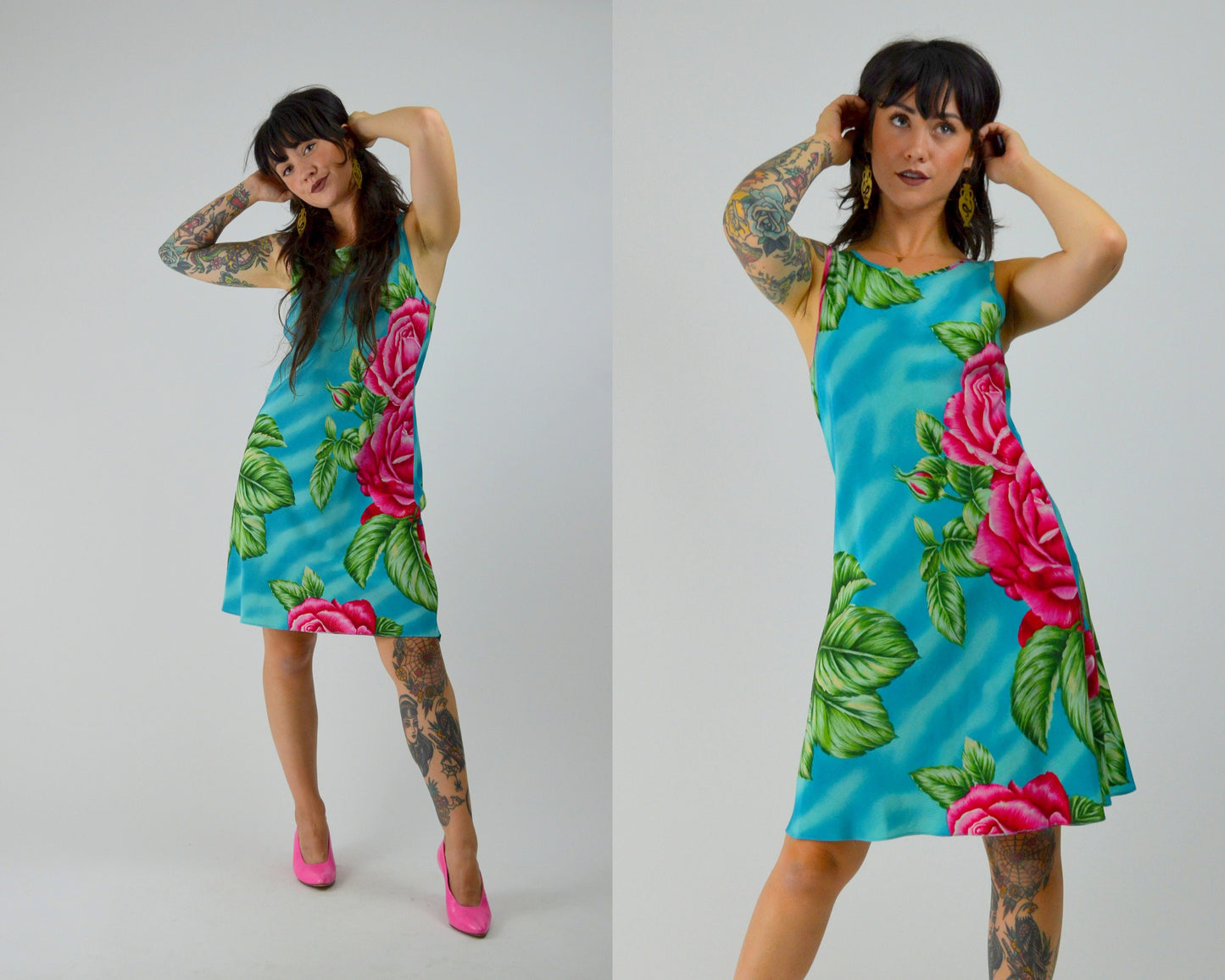 Small BETSEY JOHNSON Vintage Dress 1990s Floral Mini Dress 90 Tropical Summer Dress