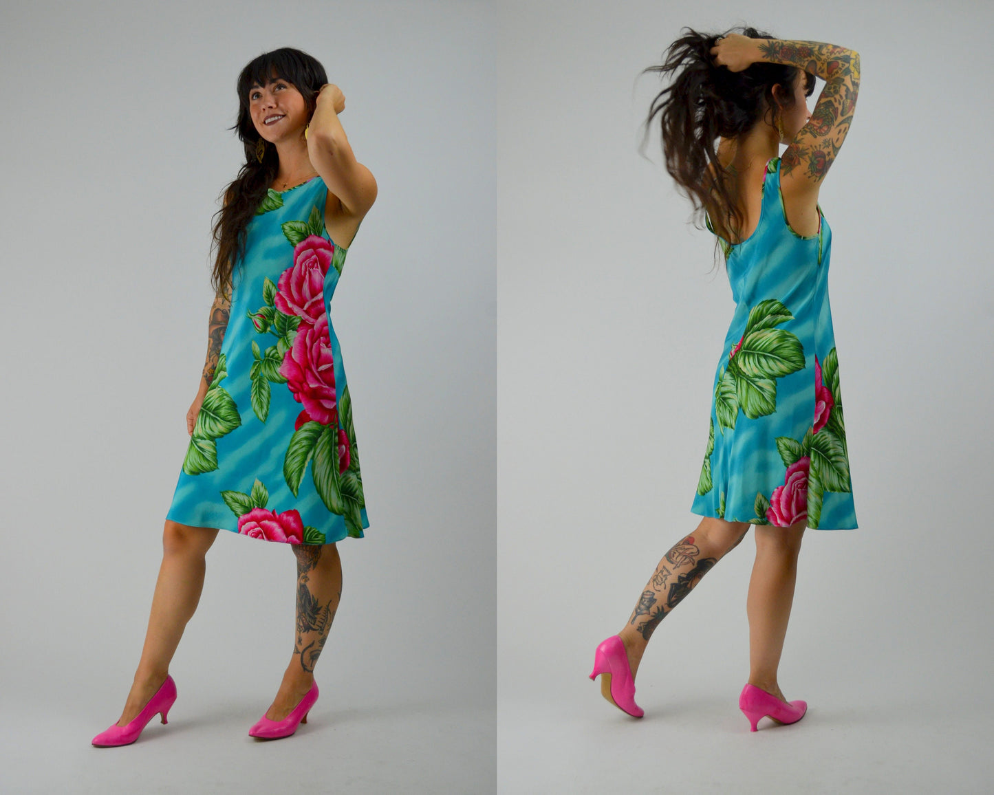 Small BETSEY JOHNSON Vintage Dress 1990s Floral Mini Dress 90 Tropical Summer Dress