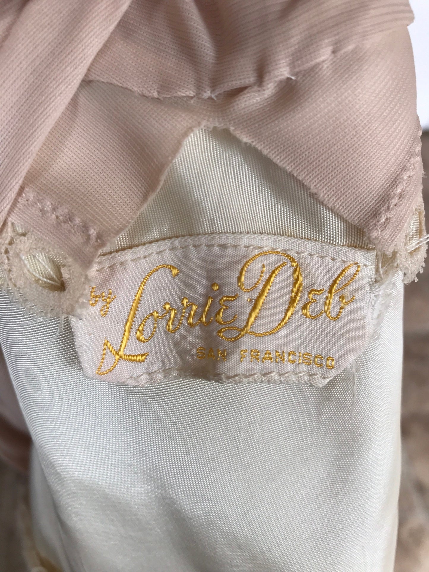 XS 1950 Wedding Dress Strapless Tea Length Prom Dress 50s Crumb Catcher Bodice Lace Mid Century Bride LORRIE DEB