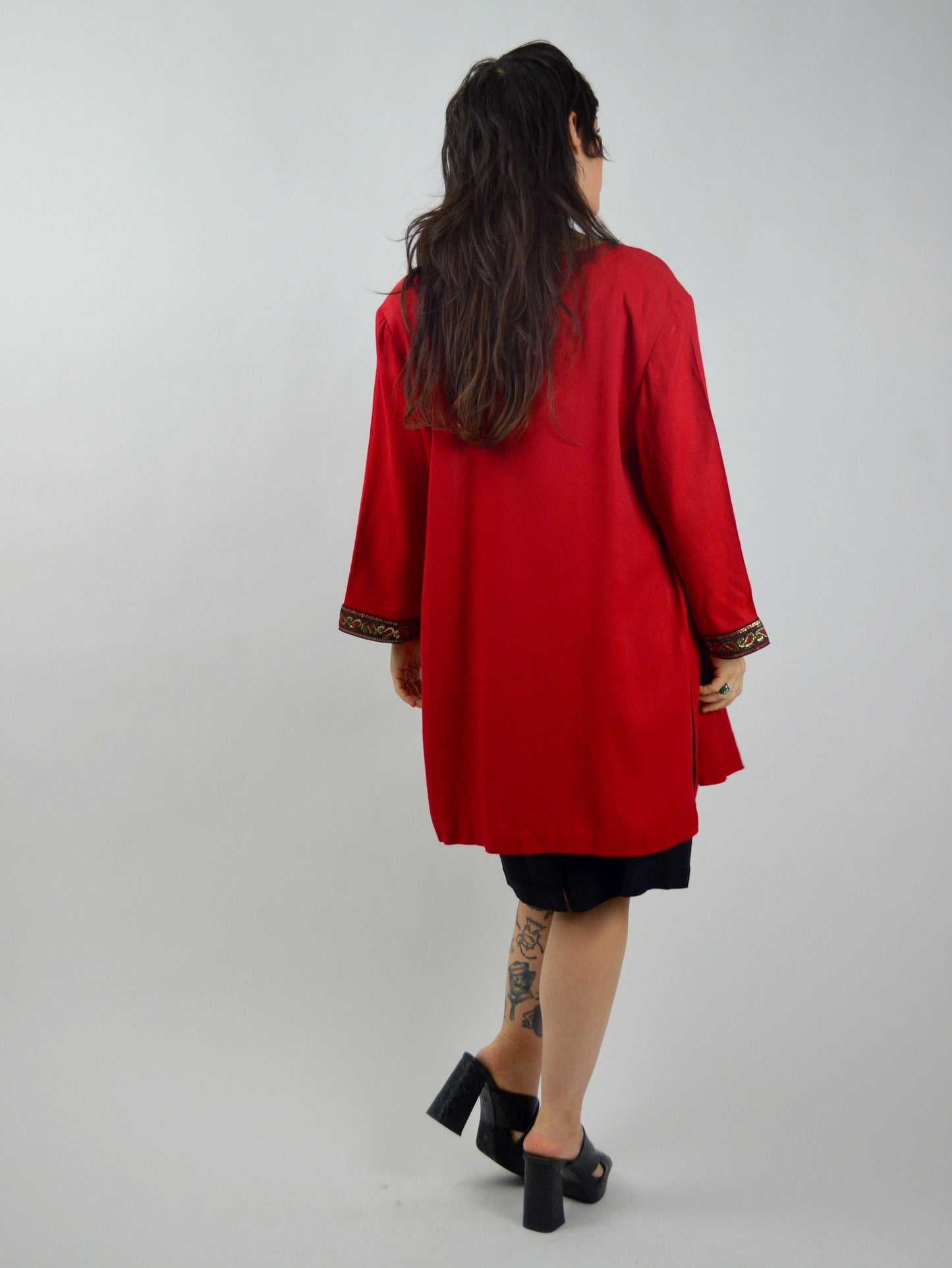 LARGE 1990s Two Piece Set Vintage Little Black Dress with Matching Jacket 90s Black and Red Outfit