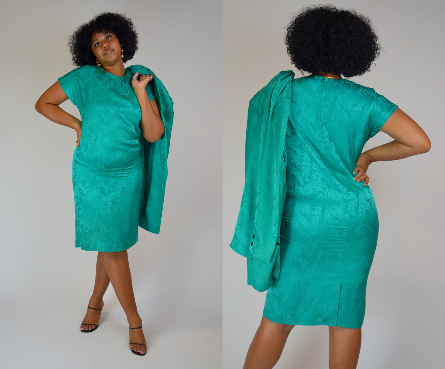 MEDIUM Silk Two Piece Set 1980s Vintage Dress Outfit