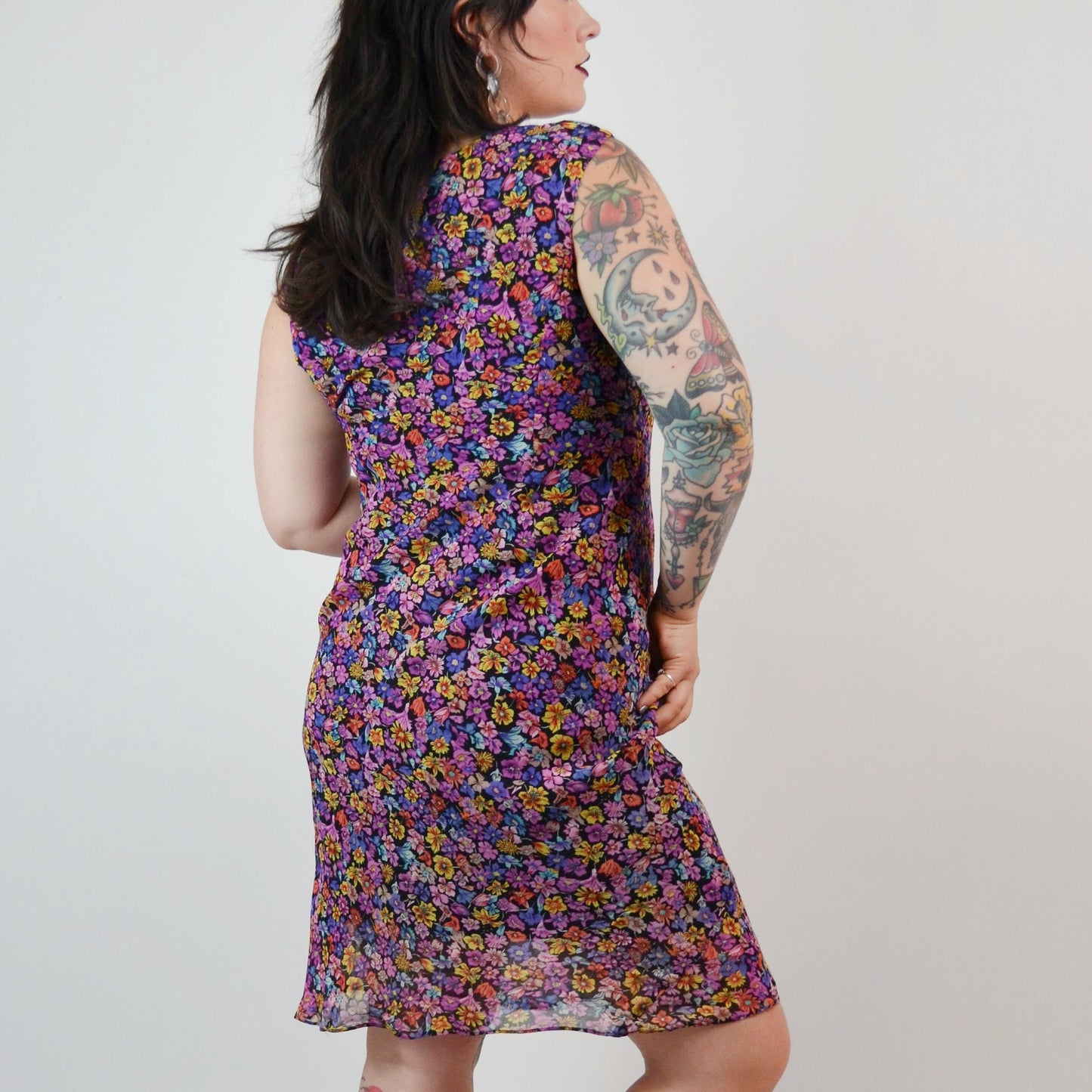 SMALL Silk Floral Bias Cut Dress