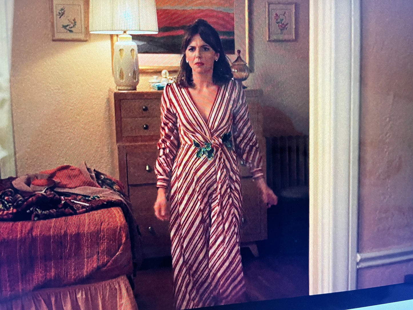 1970s ESTAVEZ - Eva Gabor Long Stripe Maxi Dress - Medium
