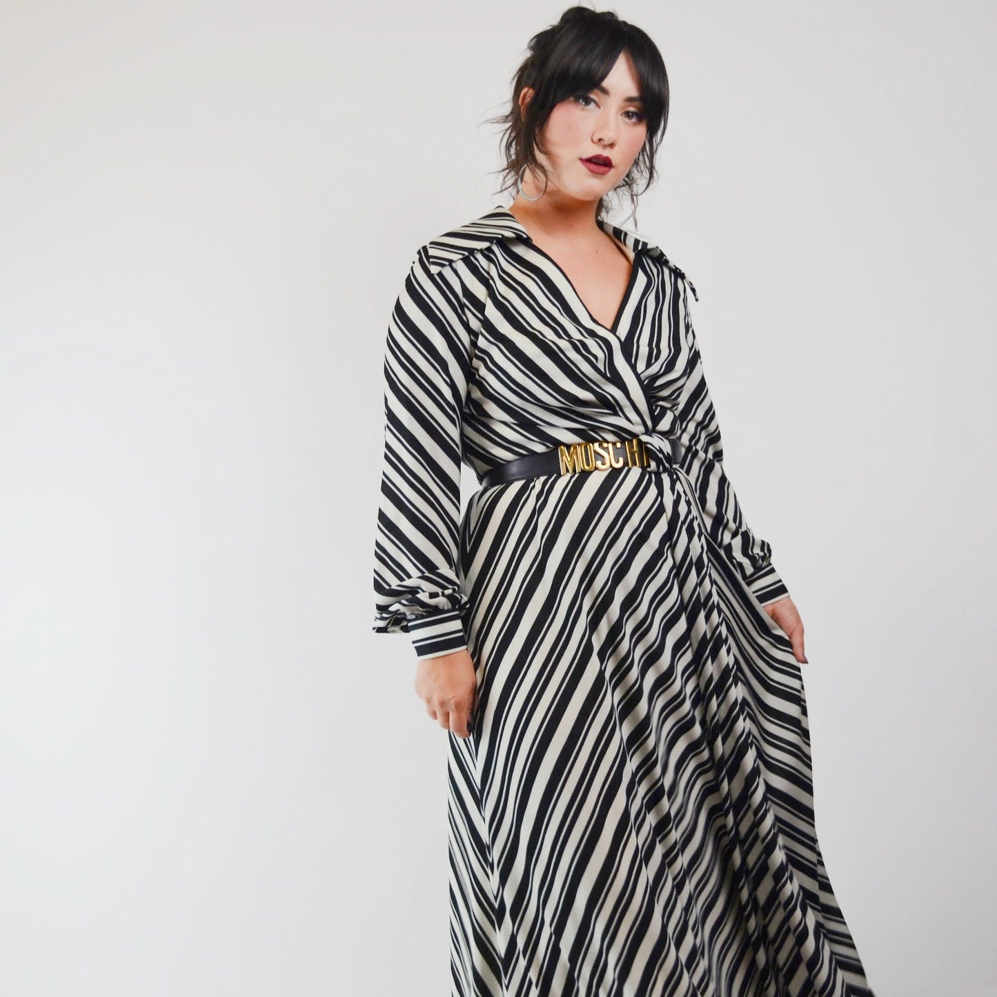 1970s ESTAVEZ - Eva Gabor Long Stripe Maxi Dress - Medium