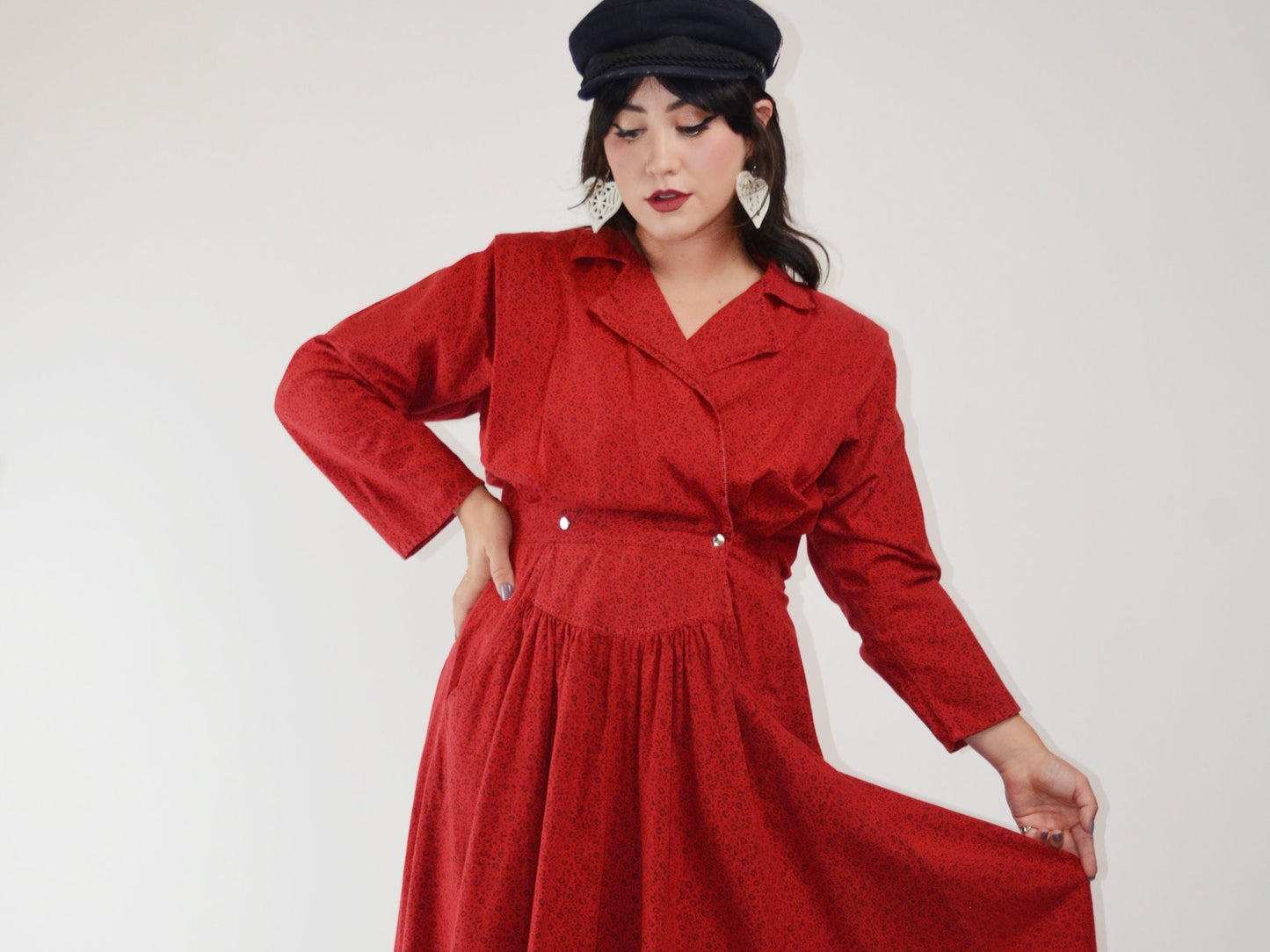 1990s Red LEOPARD Print Cotton Dress - Small - Medium