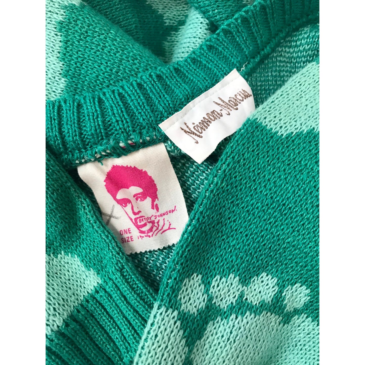 1980 XL BETSEY JOHNSON Sweater Dress – Vintage Punk Label Knit Foot Print Knee-Length Dress