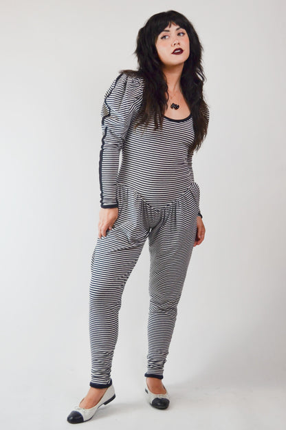 1980's BETSEY JOHNSON PUNK Label Stripe Jumpsuit Selected by Old Moon Vintage