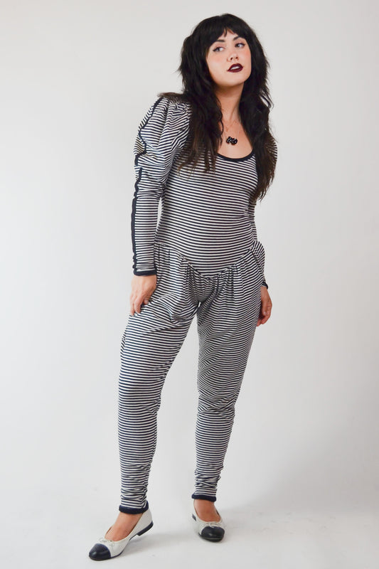 1980's BETSEY JOHNSON PUNK Label Stripe Jumpsuit Selected by Old Moon Vintage