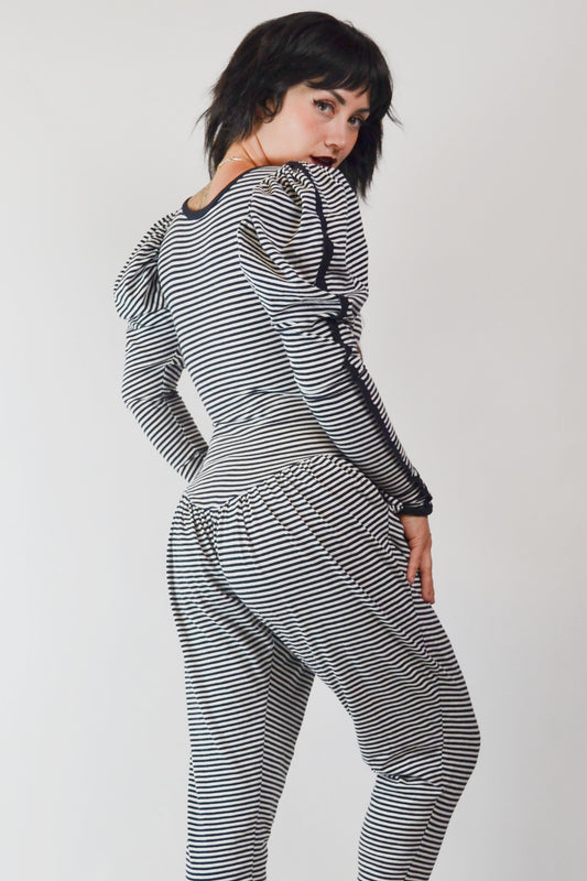 1980's BETSEY JOHNSON PUNK Label Stripe Jumpsuit Selected by Old Moon Vintage