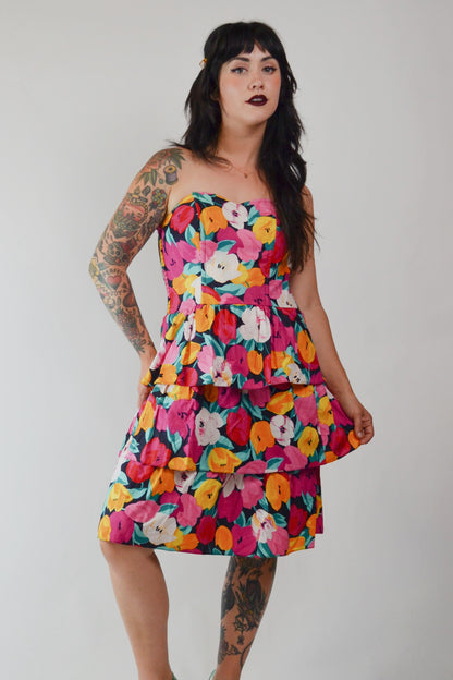 Vintage 1990's Floral Summer Party Dress Selected by Old Moon Vintage