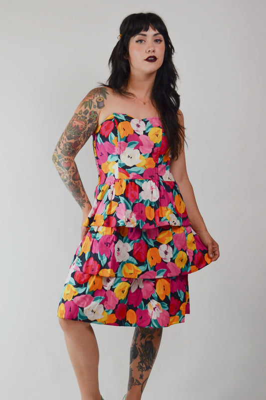 Vintage 1990's Floral Summer Party Dress Selected by Old Moon Vintage