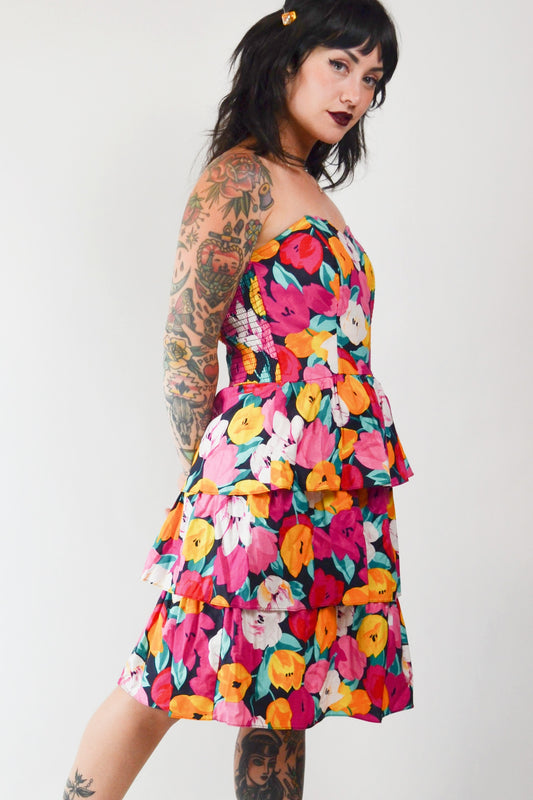 Vintage 1990's Floral Summer Party Dress Selected by Old Moon Vintage