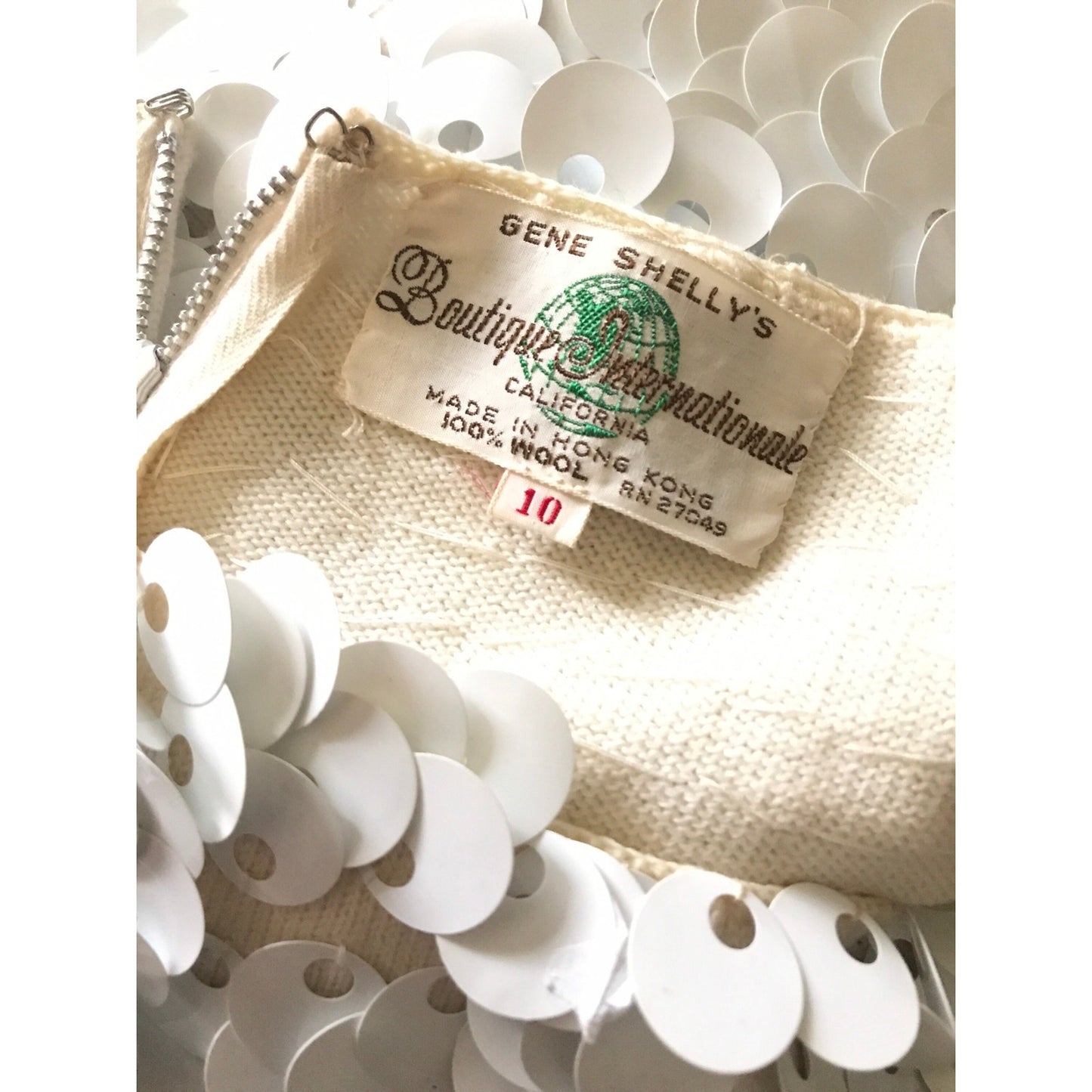 1960s Medium GENE SHELLY Sequin Dress – Vintage White Wiggle Hourglass Cocktail Dress