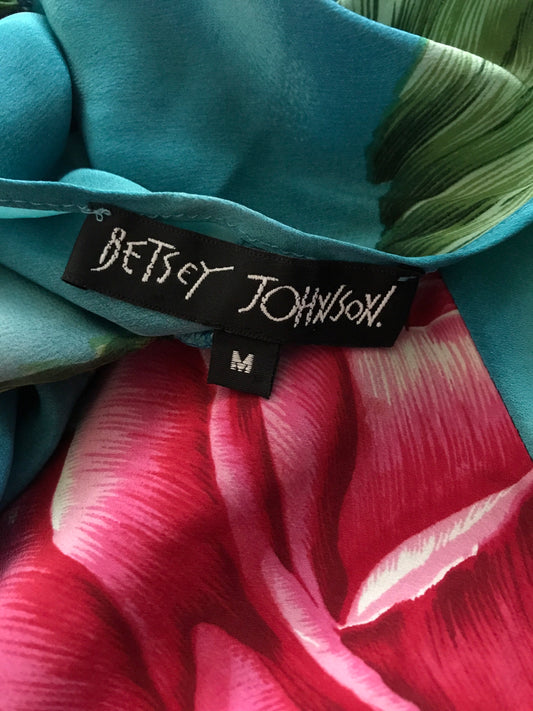 Small BETSEY JOHNSON Vintage Dress 1990s Floral Mini Dress 90 Tropical Summer Dress