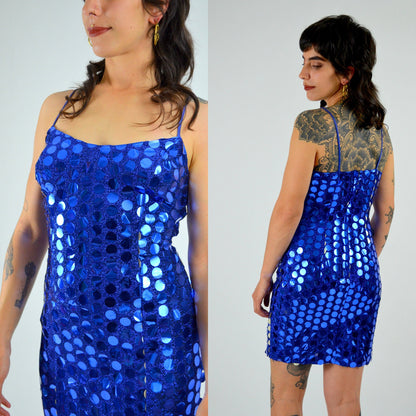 1980s Blue Shimmy Dress - XS