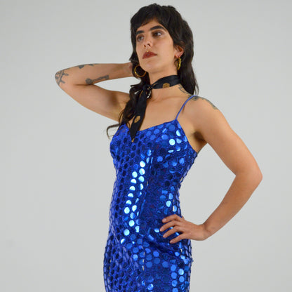 1980s Blue Shimmy Dress - XS