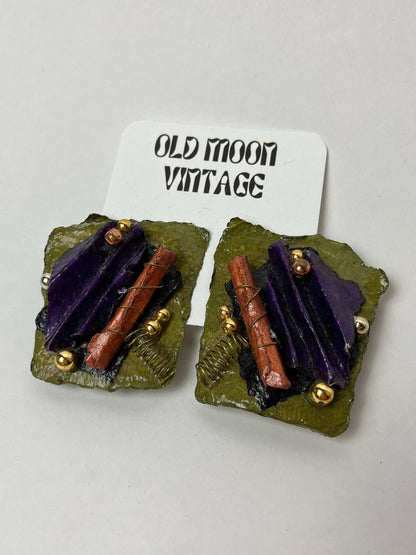 1990s Vintage Clip On Earrings " To Mom "