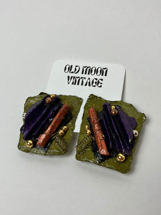 1990s Vintage Clip On Earrings " To Mom "