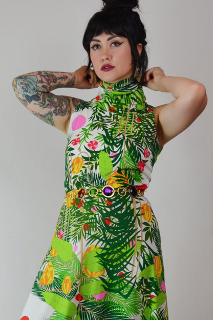 1970s Vintage Jungle Print Maxi Dress - Small - Medium