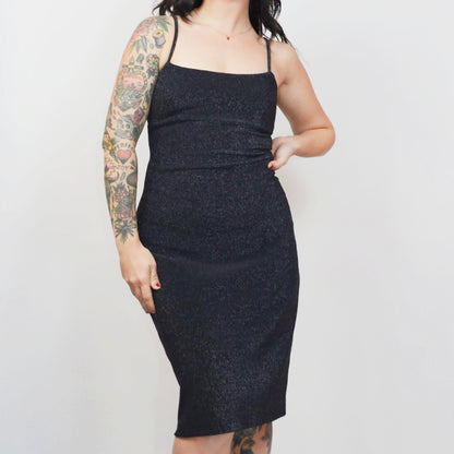 SMALL 1990s Sparkly Strappy NYE Party Dress Vintage 90s Y2K Fashion