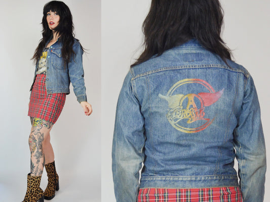 1970s LEVI'S AEROSMITH Denim Jacket Vintage XS 70s Jean Jacket