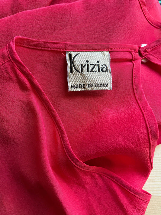 medium - 1990s KIRIZA SILK Blouse Vintage Designer BOLD Red 90s Pullover