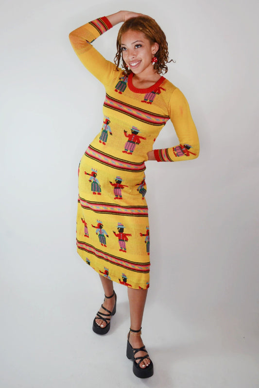 XS -  RARE Archival 1971 Betsey Johnson Alley Cat Dress Happy People Selected by Old Moon Vintage