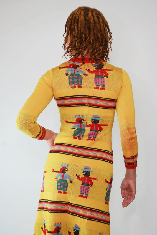 XS -  RARE Archival 1971 Betsey Johnson Alley Cat Dress Happy People Selected by Old Moon Vintage
