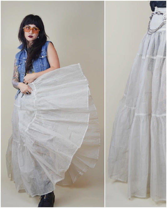 FRED PERLBERG 1950s CRINOLINE Vintage Sheer Skirt Full Long Statement Skirt