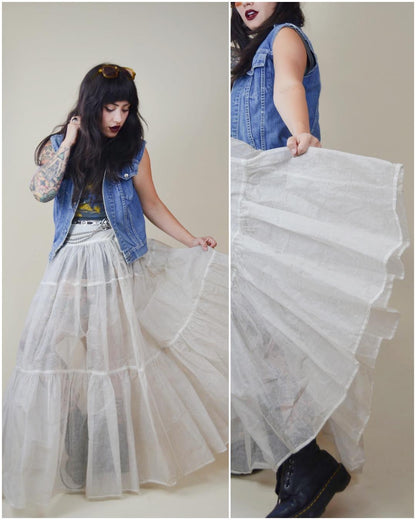 FRED PERLBERG 1950s CRINOLINE Vintage Sheer Skirt Full Long Statement Skirt