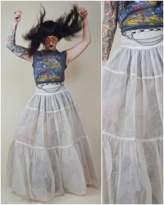 FRED PERLBERG 1950s CRINOLINE Vintage Sheer Skirt Full Long Statement Skirt