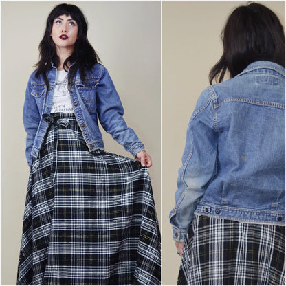 XS SMAll 1960s SELVEDGE Edge Rare CHEROKEE Vintage Distressed Denim Jacket 70s Distressed Jean Jacket