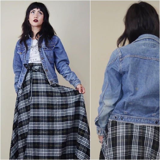 XS SMAll 1960s SELVEDGE Edge Rare CHEROKEE Vintage Distressed Denim Jacket 70s Distressed Jean Jacket
