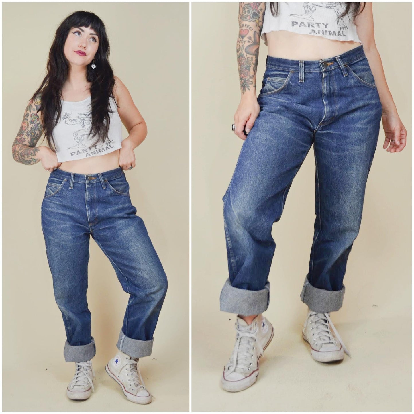 32" Vintage Rustler Jeans Vtg Distressed Denim Baggy Boyfriend Jeans