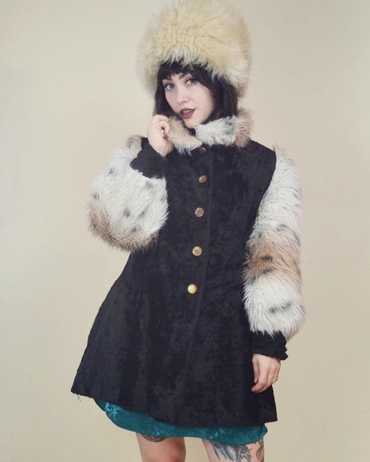1960s Psychedelic Rock Vintage Faux Fur Coat made in FRANCE Vintage fur jacket 60s