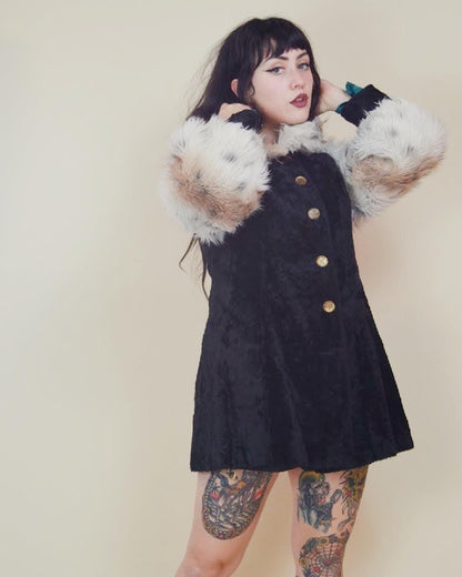1960s Psychedelic Rock Vintage Faux Fur Coat made in FRANCE Vintage fur jacket 60s