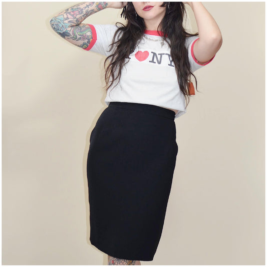 31 waist Vintage ZELDA New With Tags 1990s Black Skirt 90s Pencil Skirt Designer