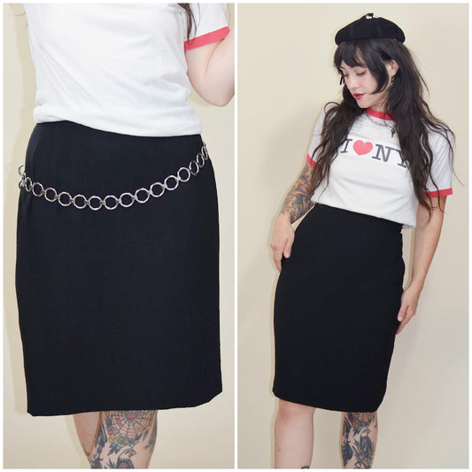 31 waist Vintage ZELDA New With Tags 1990s Black Skirt 90s Pencil Skirt Designer