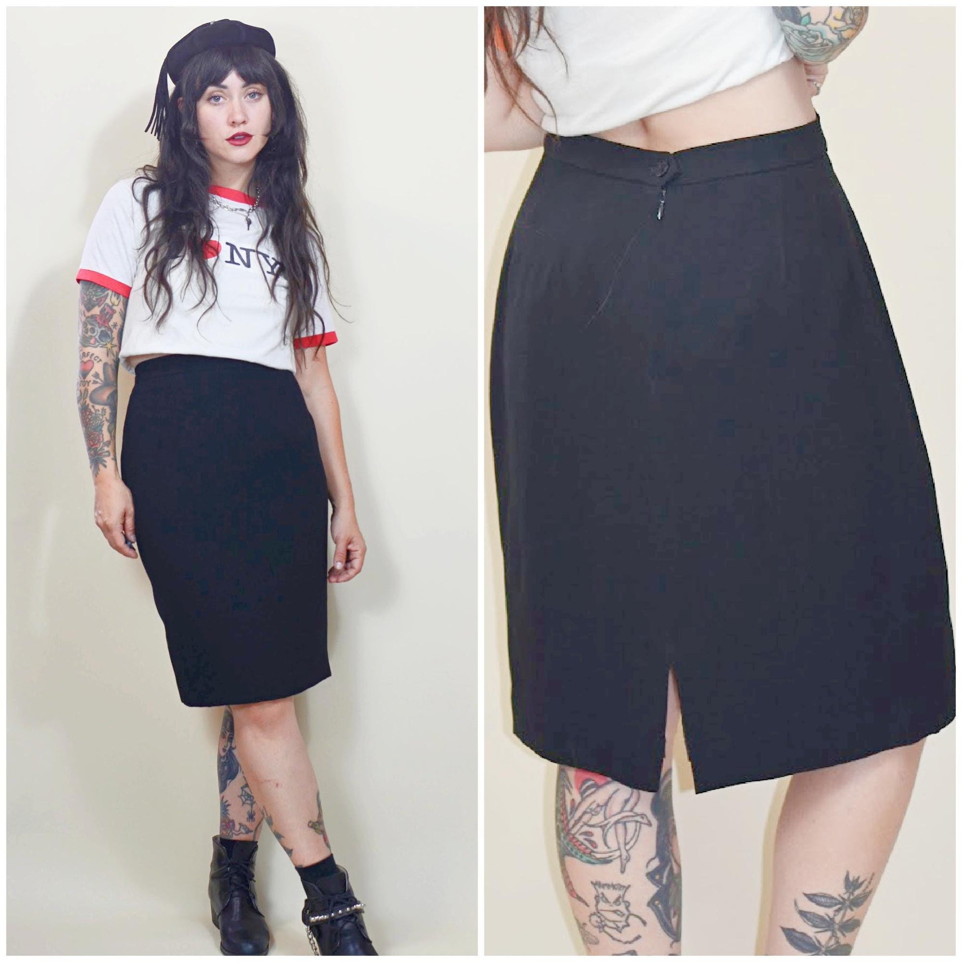 31 waist Vintage ZELDA New With Tags 1990s Black Skirt 90s Pencil Skirt Designer