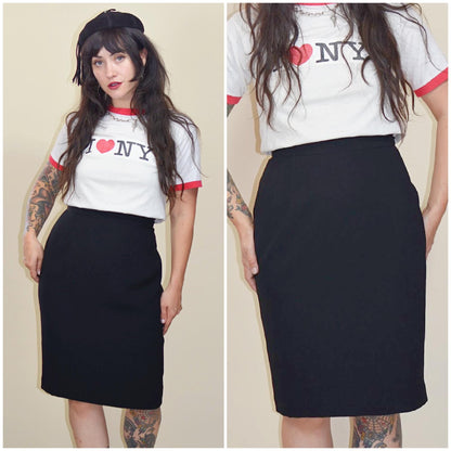 31 waist Vintage ZELDA New With Tags 1990s Black Skirt 90s Pencil Skirt Designer
