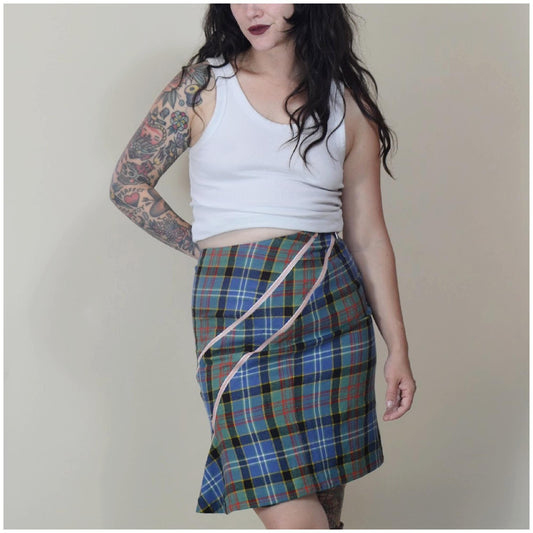 27 waist JEAN PAUL GAULTIER Zipper Wool Tartan Skirt