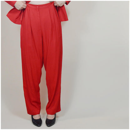 medium - 1990s Two Piece Suit Vintage Red and Leopard VTG 90s