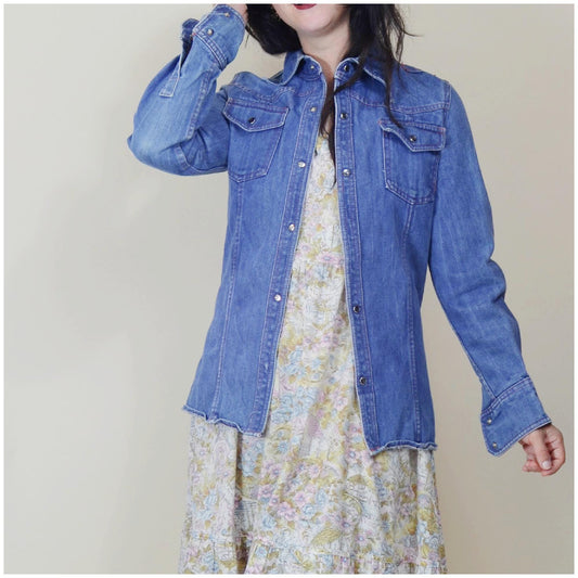 small 1970s Denim Jacket Vintage Jean Jacket Button Down Shirt