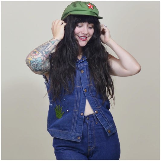 XS 1950s Denim Jacket // 70s Punk Vest Vintage