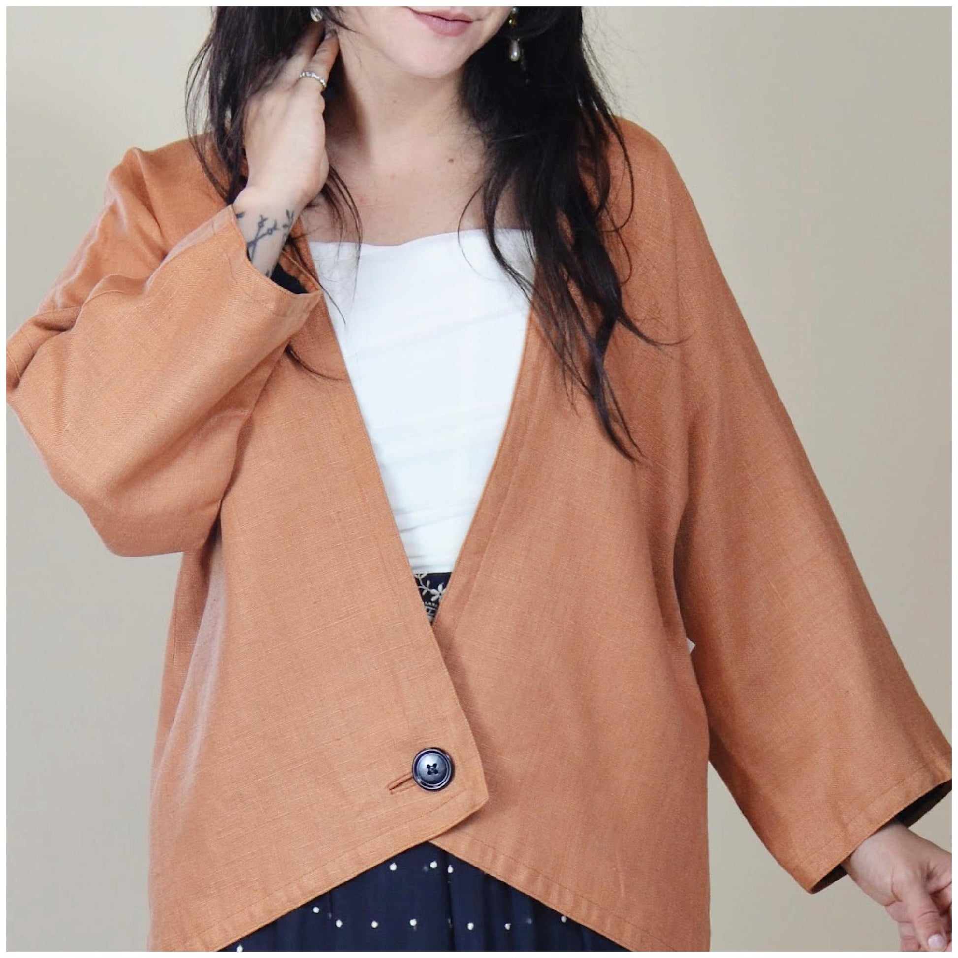 1980s ADELE SIMPSON Vintage Wrap Jacket Kimono Style Top 80s