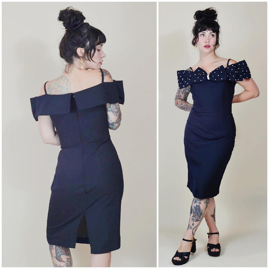33 waist Vintage 1980s Party Dress 80s Wiggle Dress Pearl Detail
